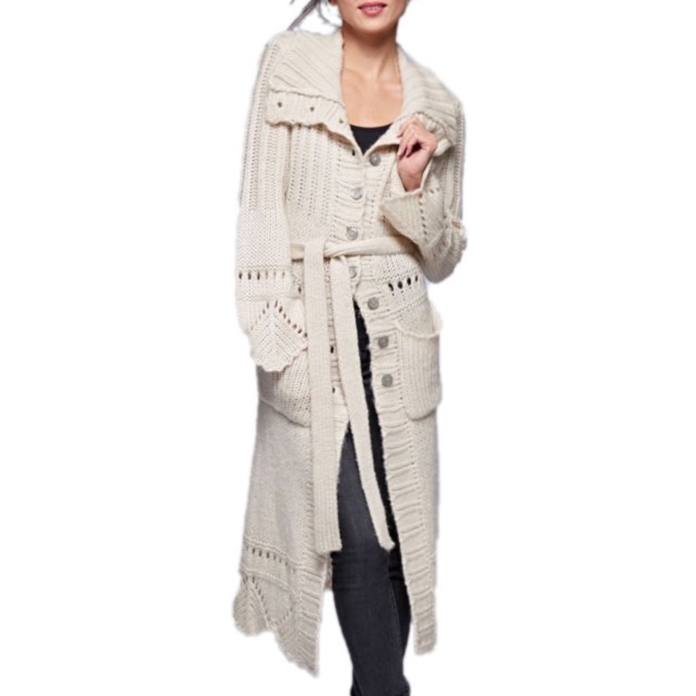 Love Stitch Crochet Maxi Bell Sleeve Long Cardigan